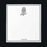 Vintage Owl on Branch #1 Notepad<br><div class="desc">Vintage Owl on Branch #1 ==========

 Customizable invitations and accessories with a vintage stylized image of an owl.
  
 Please note that this is a graphic design and contains no actual fabrics,  metals,  etching or embossing.  

 2017 ©ItsMyPartyDesigns All rights reserved</div>