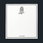 Vintage Owl on Branch #1 Notepad<br><div class="desc">Vintage Owl on Branch #1 ==========

 Customizable invitations and accessories with a vintage stylized image of an owl.
  
 Please note that this is a graphic design and contains no actual fabrics,  metals,  etching or embossing.  

 2017 ©ItsMyPartyDesigns All rights reserved</div>