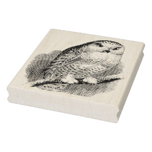 Vintage Owl on Branch Rubber Art Stamp