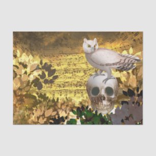 Vintage Owl on Skull Halloween Decoupage Tissue Pa Paper