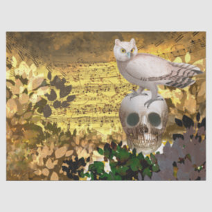 Vintage Owl on Skull Halloween Decoupage Tissue Paper
