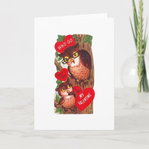 Vintage Owl Valentine's Day Card