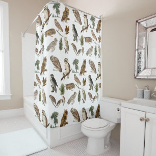 Vintage Owl Watercolor Forest Pattern 