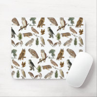 Vintage Owl Watercolor Forest Pattern