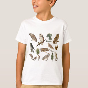 Vintage Owl Watercolor Forest Pattern  T-Shirt