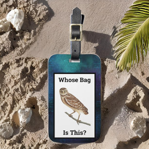 Vintage Owl Whose Bag Is This Purple Galaxy Sky Luggage Tag