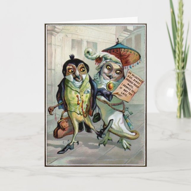 Vintage Owls Valentines Day Card (Front)