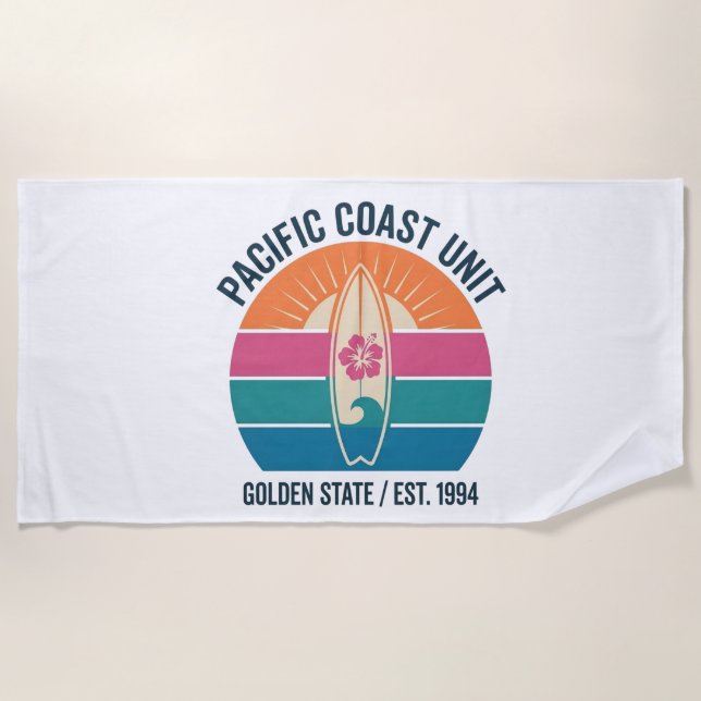 Vintage Pacific Coast Surf Beach Towel (Front)