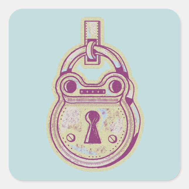 Vintage padlock square sticker (Front)