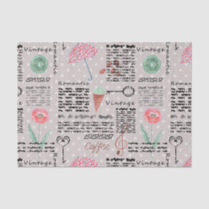 Vintage page newspaper polka dots stylish retro tissue paper
