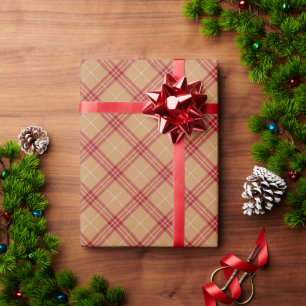 Vintage paid gold red diagonal pattern Christmas Wrapping Paper