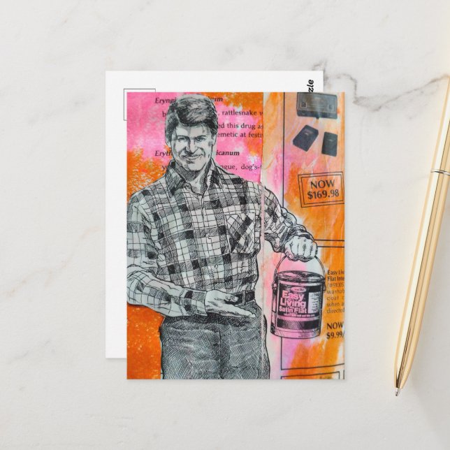 Vintage Paint Man Collage Postcard (Front/Back In Situ)