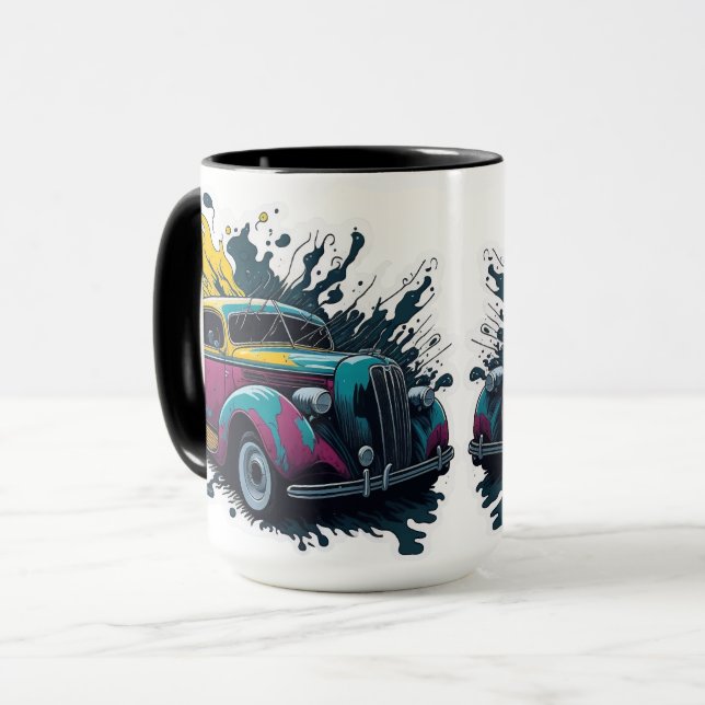 Vintage Paint Splat Car Mug (Front Left)