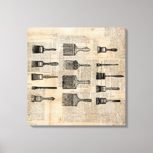 Vintage Paintbrushes Paint Brush Newspaper Print