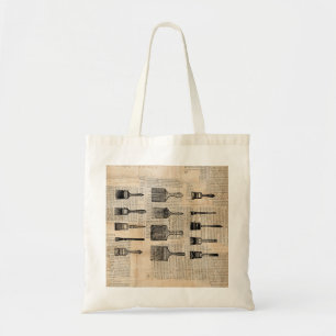 Vintage Paintbrushes Paint Brush Newspaper Print Tote Bag