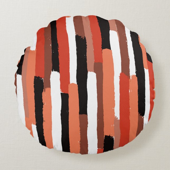 Vintage Painted Brush Strokes Pattern Round Pillow (Front)