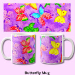 Vintage Painted Butterflies on Fabric Background Coffee Mug<br><div class="desc">Vintage Painted Butterflies on Fabric Background</div>