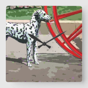 Vintage Painted Dalmatian Square Wall Clock