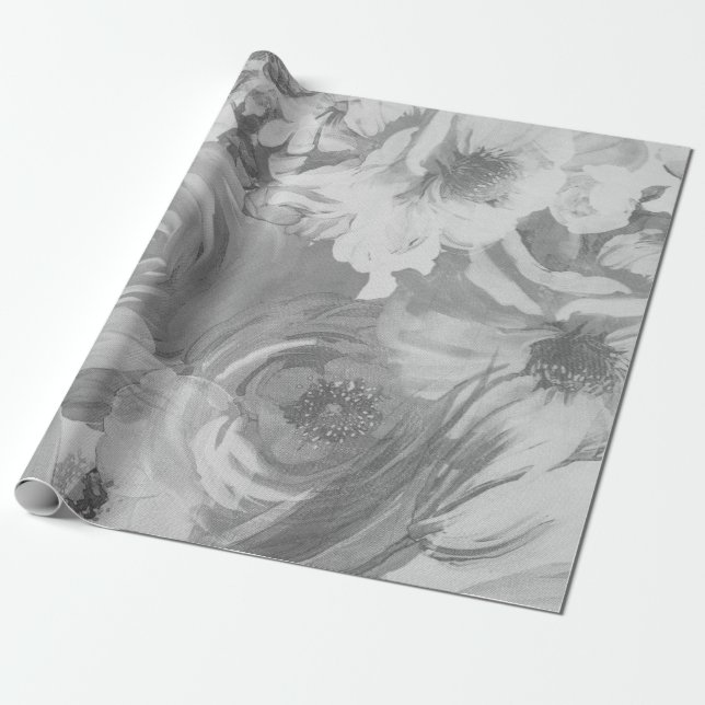 Vintage Painted Floral Wrapping Paper (Unrolled)