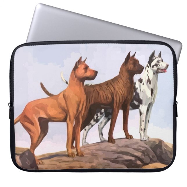 Vintage Painted Great Danes Laptop Computer Sleeve (Front)