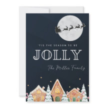 Vintage Painted Santa Snow Reindeer Holiday Card 