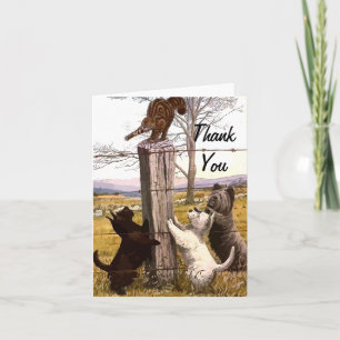 Vintage Painted Terriiers Thank You Note Card