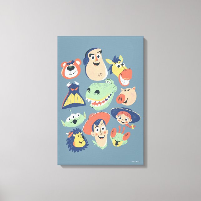 Vintage Painted Toy Story Characters Canvas Print (Front)