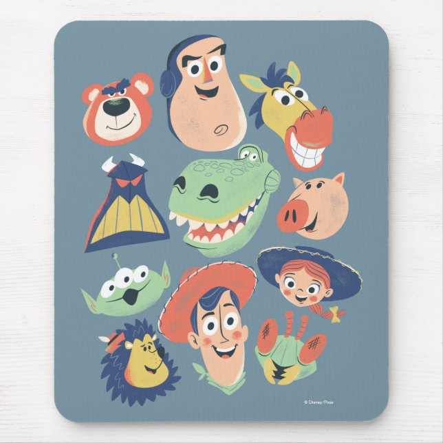 Vintage Painted Toy Story Characters Mouse Pad (Front)
