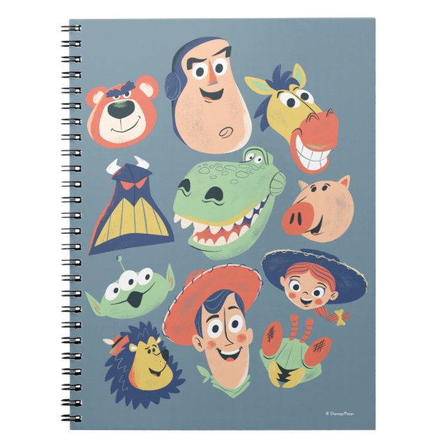 Vintage Painted Toy Story Characters Notebook (Front)