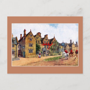 Vintage painting Lygon Arms Broadway art Postcard