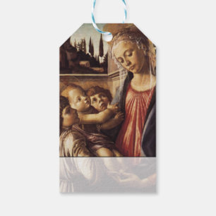 Vintage Painting Mary and Baby Jesus With Angels Gift Tags