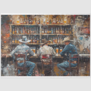Vintage Painting Men at Western Saloon Decoupage Tissue Paper