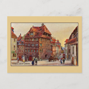 Vintage painting Nürnberg Albrecht Dürer house art Postcard