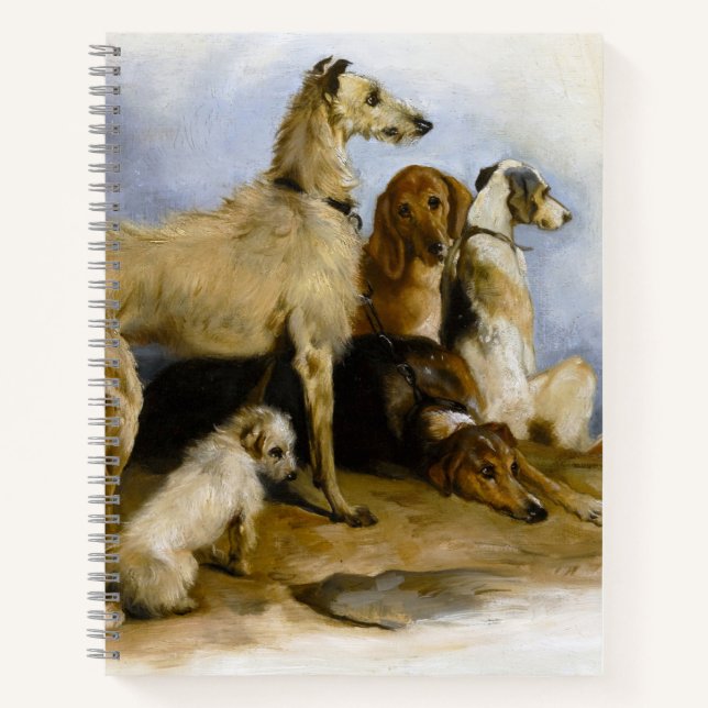 Vintage painting of five cute dogs notebook (Front)