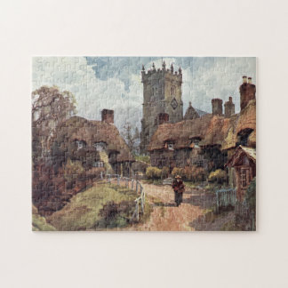 Vintage Painting of Godshill, Isle of Wight Jigsaw Puzzle