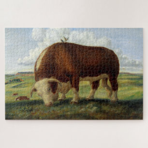 Vintage Painting of Hereford Bull Jigsaw Puzzle