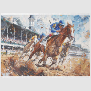 Vintage Painting of Jokey Winning Race Decoupage Tissue Paper
