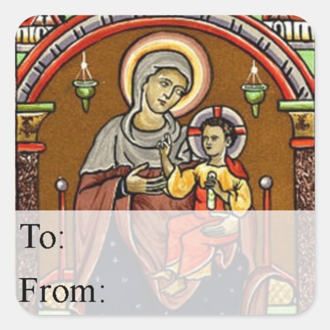 Vintage Painting of Mary and Jesus Gift Tag (Front)