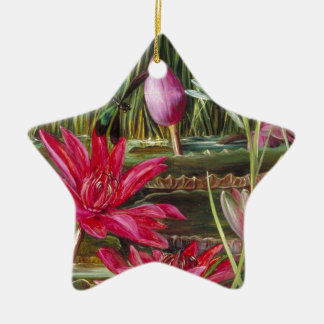 Vintage Painting Pink Blossoms Flowers Ceramic Ornament
