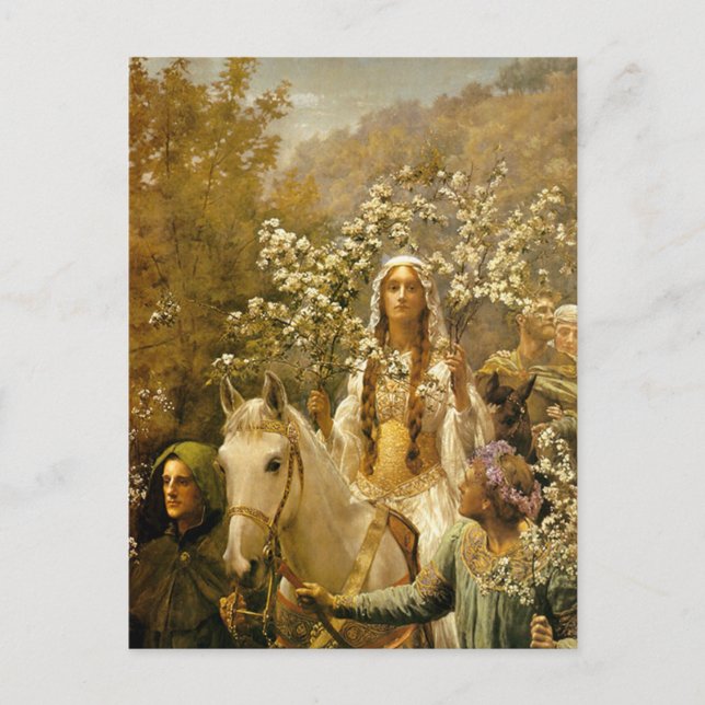 Vintage Painting Queen Guinevere's Maying Postcard (Front)