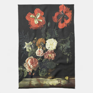 Vintage painting Still Life with Flowers Kitchen Towel