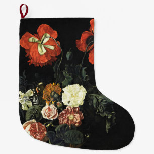 Vintage painting Still Life with Flowers Large Christmas Stocking