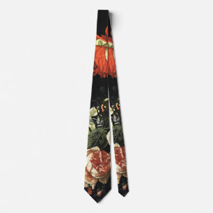 Vintage painting Still Life with Flowers Tie