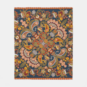 Vintage paisley bandana print, silk neck scarf or fleece blanket