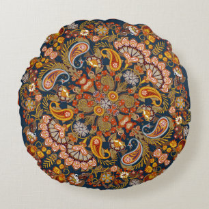 Vintage paisley bandana print,silk neck scarf or k round pillow