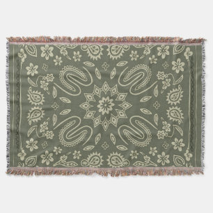 Vintage Paisley Bandana Throw, Fleece & Sherpa  Throw Blanket