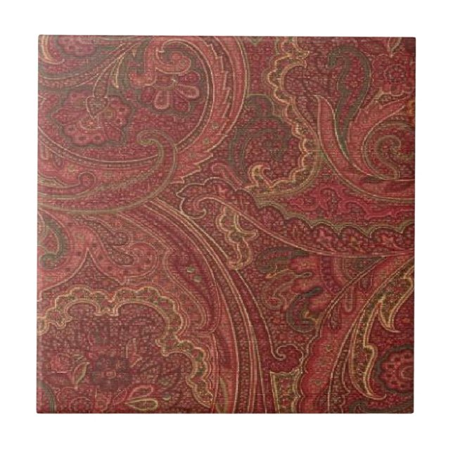 Vintage Paisley Floral Ceramic Tile (Front)