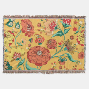 Vintage Paisley Floral Garden Throw Blanket
