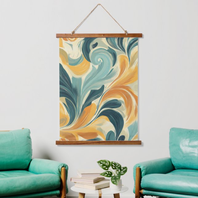 Vintage Paisley-Inspired Leaf Pattern (1) Hanging Tapestry (Living Room)