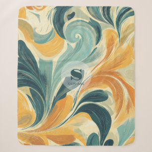 Vintage Paisley-Inspired Leaf Pattern (1) Sherpa Blanket